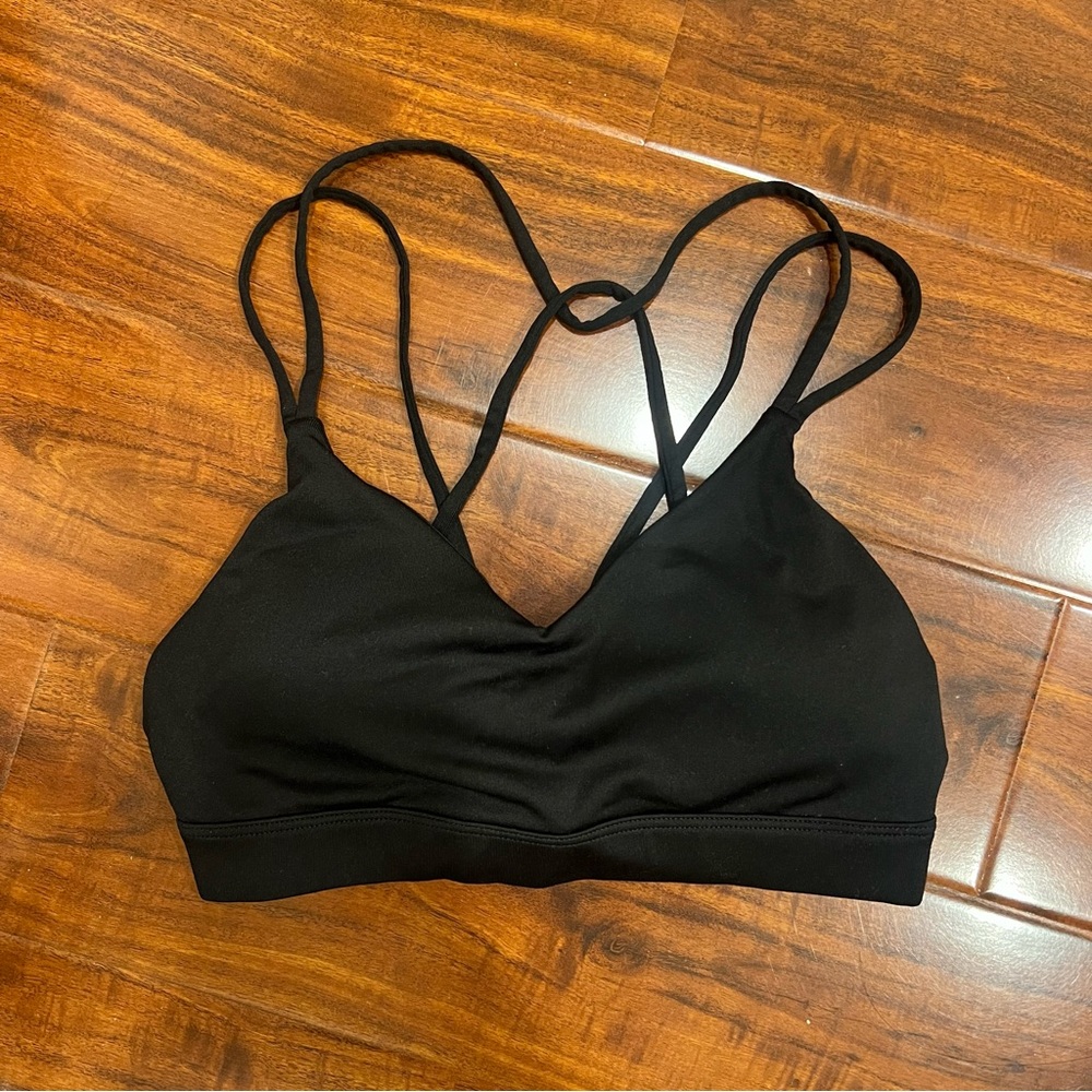 Women's Black Strappy Sports Bra